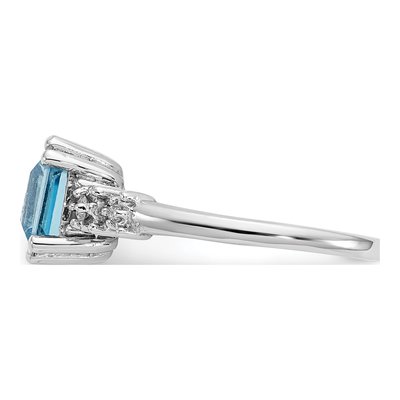 10K White Gold 1/20 ct tw Swiss Blue Topaz & Diamond Ring – view 4
