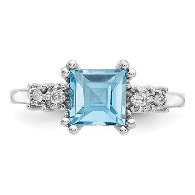 10K White Gold 1/20 ct tw Swiss Blue Topaz & Diamond Ring – view 5