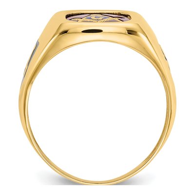 Men's 10K Yellow Gold Lab-Created Ruby Masonic Ring – view 3