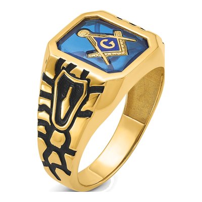 Men's 10K Yellow Gold Masonic Ring – view 7