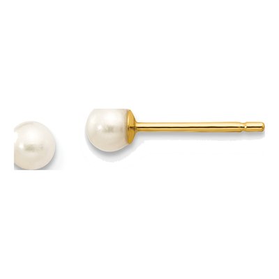 10K Yellow Gold Round Freshwater Cultured Pearl Stud Earrings