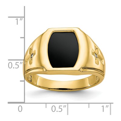 Men's 10K Yellow Gold Onyx & Diamond Cross Ring – view 4