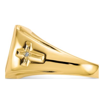 Men's 10K Yellow Gold Onyx & Diamond Cross Ring – view 5