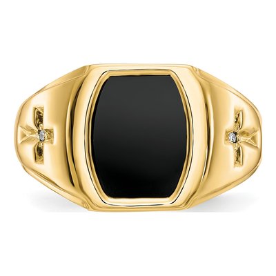 Men's 10K Yellow Gold Onyx & Diamond Cross Ring – view 6