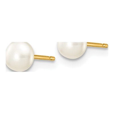 10K Yellow Gold Freshwater Cultured Pearl Button Stud Earrings – view 2