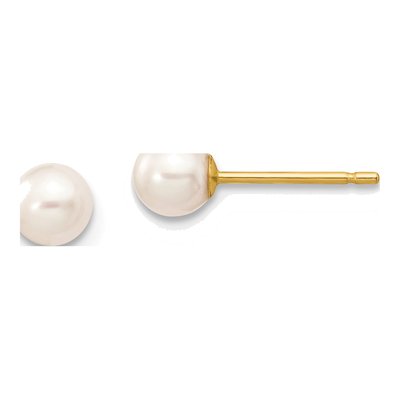 10K Yellow Gold Round Freshwater Cultured Pearl Stud Earrings