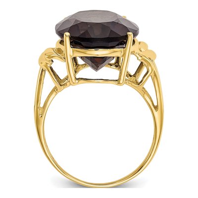 10K Yellow Gold Smoky Quartz Oval Ring – view 3