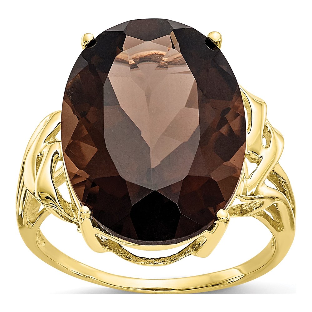 10K Yellow Gold Smoky Quartz Oval Ring