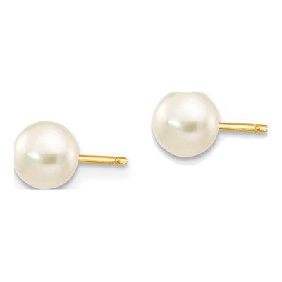 10K Yellow Gold Freshwater Cultured Pearl Button Stud Earrings – view 2