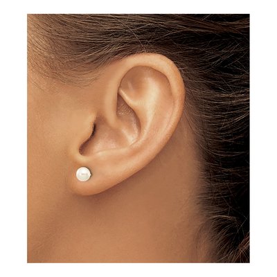 10K Yellow Gold Round Freshwater Cultured Pearl Stud Earrings – view 3