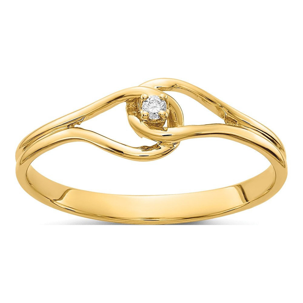 10K Yellow Gold Polished .02 Carat Aa Diamond Ring
