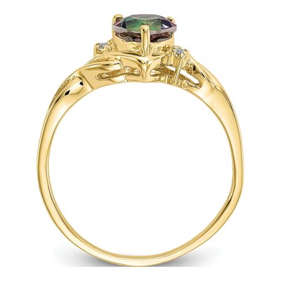 10K Yellow Gold Mystic Fire Topaz & Diamond Heart Ring – view 3