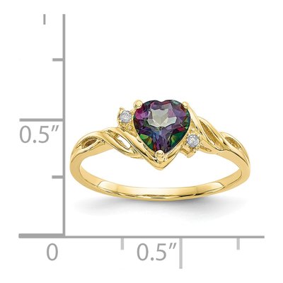 10K Yellow Gold Mystic Fire Topaz & Diamond Heart Ring – view 4