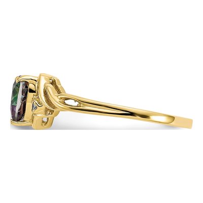 10K Yellow Gold Mystic Fire Topaz & Diamond Heart Ring – view 5