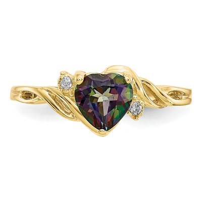 10K Yellow Gold Mystic Fire Topaz & Diamond Heart Ring – view 6
