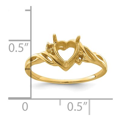 10K Yellow Gold Heart Ring Mounting – view 6
