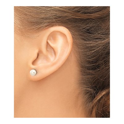 10K Yellow Gold Freshwater Cultured Pearl Button Stud Earrings – view 3
