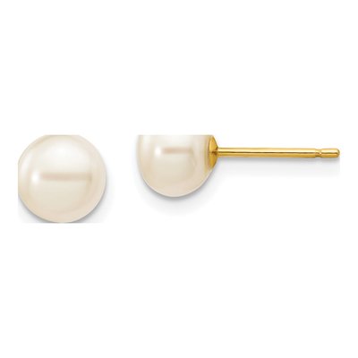 10K Yellow Gold Freshwater Cultured Pearl Button Stud Earrings
