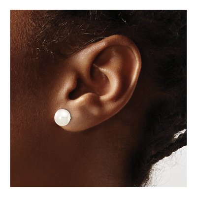 10K Yellow Gold Button Freshwater Cultured Pearl Stud Earrings – view 3