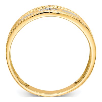 Men's 10K Yellow Gold Diamond Cross Wedding Band – view 3