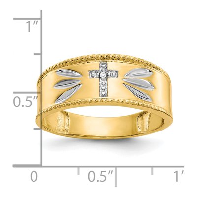 Men's 10K Yellow Gold Diamond Cross Wedding Band – view 4