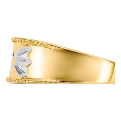 Men's 10K Yellow Gold Diamond Cross Wedding Band – view 5