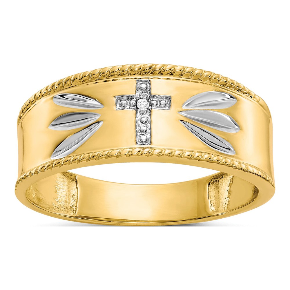 Men's 10K Gold Diamond Cross Wedding Band