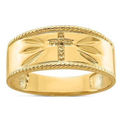 Men's 10K Yellow Gold Cross Diamond Ring Mounting