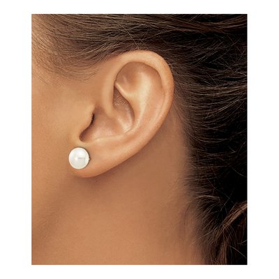 10K Yellow Gold Freshwater Cultured Pearl Button Stud Earrings – view 3