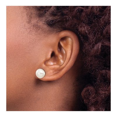 10K Yellow Gold Freshwater Cultured Pearl Button Stud Earrings – view 3