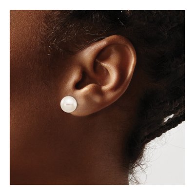 10K Yellow Gold Round Freshwater Cultured Pearl Stud Earrings – view 3