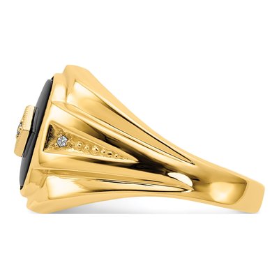 Men's 10K Yellow Gold Onyx & Diamond Ring – view 4