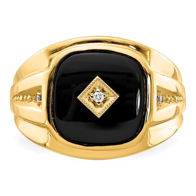 Men's 10K Yellow Gold Onyx & Diamond Ring – view 5