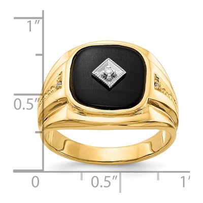 Men's 10K Yellow Gold Onyx & Diamond Ring – view 6