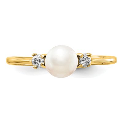 10K Yellow Gold Freshwater Pearl Diamond Ring Mounting – view 4