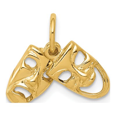 10K Yellow Gold Comedy Tragedy Pendant