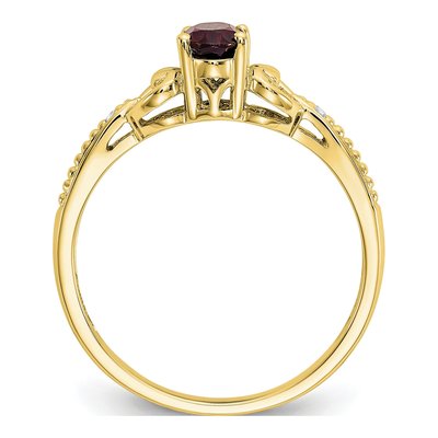 10K Yellow Gold Garnet & Diamond January Ring – view 2