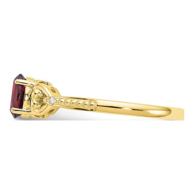 10K Yellow Gold Garnet & Diamond January Ring – view 4