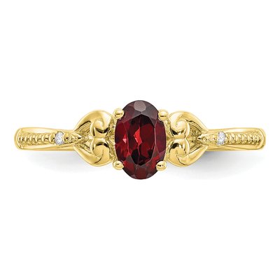 10K Yellow Gold Garnet & Diamond January Ring – view 5