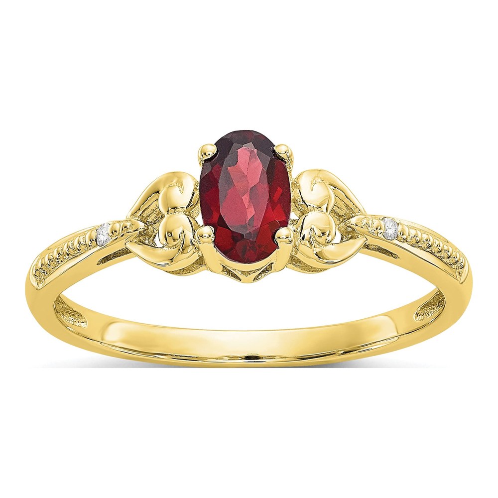 10K Yellow Gold Garnet & Diamond January Ring