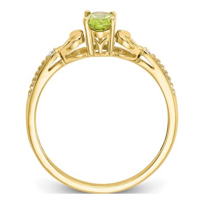 10K Yellow Gold Peridot & Diamond Oval Ring – view 3