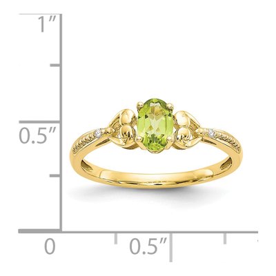 10K Yellow Gold Peridot & Diamond Oval Ring – view 4