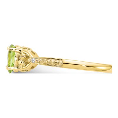 10K Yellow Gold Peridot & Diamond Oval Ring – view 5