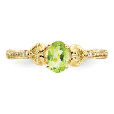 10K Yellow Gold Peridot & Diamond Oval Ring – view 6