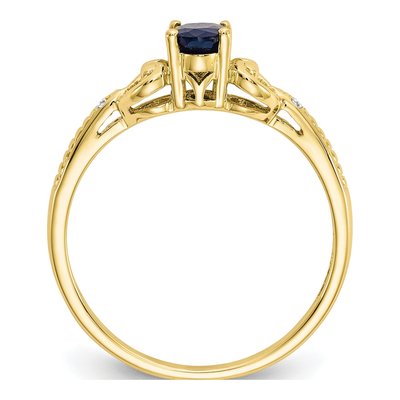 10K Yellow Gold Sapphire & Diamond Oval September Ring – view 3