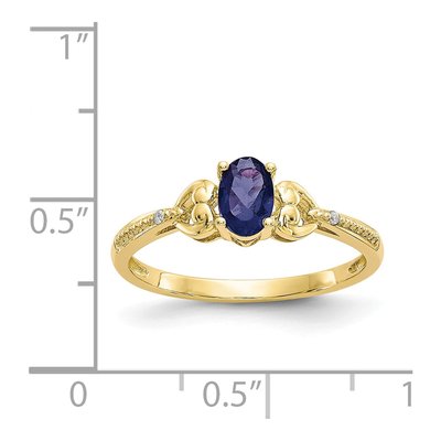 10K Yellow Gold Sapphire & Diamond Oval September Ring – view 4