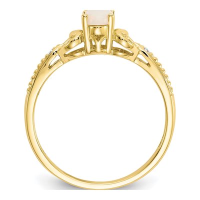 10K Yellow Gold Opal & Diamond Oval Ring – view 3