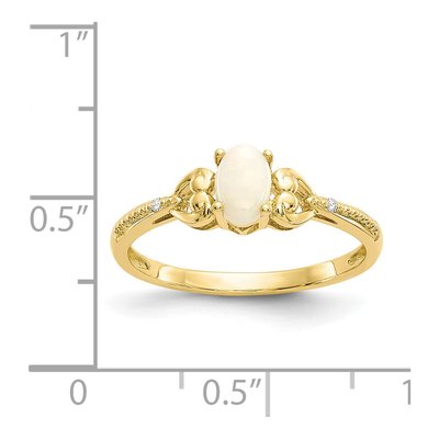 10K Yellow Gold Opal & Diamond Oval Ring – view 4