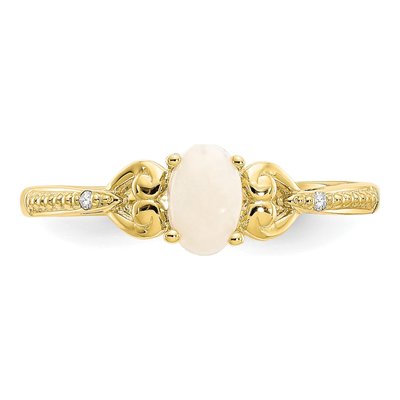 10K Yellow Gold Opal & Diamond Oval Ring – view 6