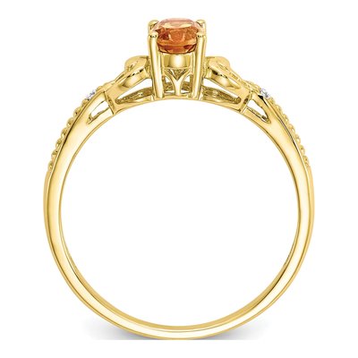 10K Yellow Gold Citrine & Diamond Oval November Ring – view 2